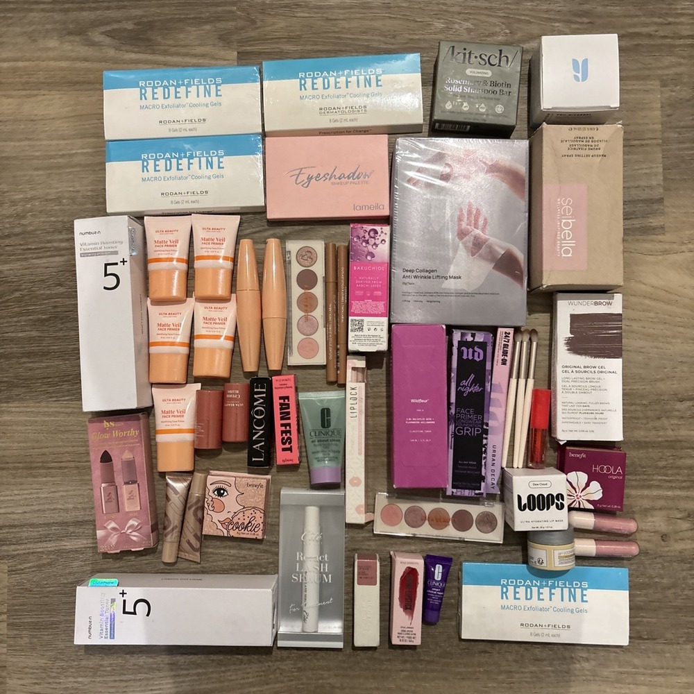 NEW 50 PIECE RESELLER LOT Makeup skincare CLINIQUE Ulta Benefit Urban Decay